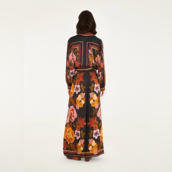 FARM RIO Black Chenille Flowers Lenzing™ Ecovero™ Viscose Pants - Picture 2 of 2